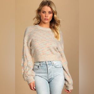 Lulu’s | One Fall Day Cable Knit Sweater | Ivory Multi | XS